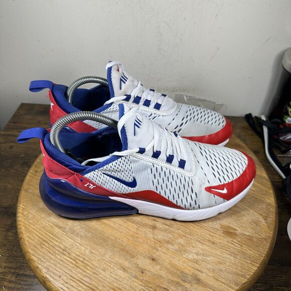 Nike Air Max 270 Shoes Mens Size 8.5 White Red Blue CW5581-100 Running Sneakers - Picture 1 of 8